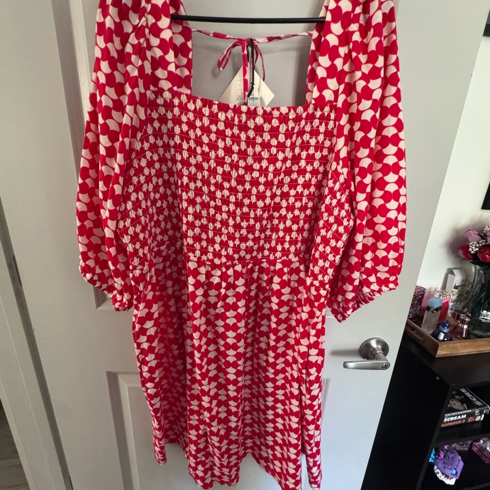 Ava & Viv Red and White Textured Dress